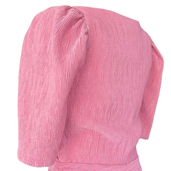 SAYLOR NWOT plissé wrap mini dress in Dusty pink Size S/M - Picture 7 of 9